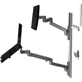 Wandarbeitsplatz Ergotron LX Pro, Tastaturablage und Monotorhalterung, bis 34″, neig-/schwenk-/drehbar, höhenverstellbar, VESA, Metall, dunkelgrau