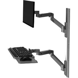 Wandarbeitsplatz Ergotron LX Pro, Tastaturablage und Monotorhalterung, bis 34″, neig-/schwenk-/drehbar, höhenverstellbar, VESA, Metall, dunkelgrau