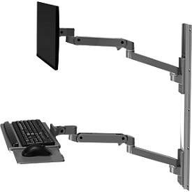 Wandarbeitsplatz Ergotron LX Pro, Tastaturablage und Monotorhalterung, bis 34″, neig-/schwenk-/drehbar, höhenverstellbar, VESA, Metall, dunkelgrau
