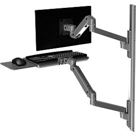 Wandarbeitsplatz Ergotron LX Pro, Tastaturablage und Monotorhalterung, bis 34″, neig-/schwenk-/drehbar, höhenverstellbar, VESA, Metall, dunkelgrau