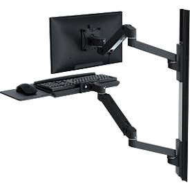 Wandarbeitsplatz Ergotron LX Pro, Tastaturablage und Monotorhalterung, bis 34″, neig-/schwenk-/drehbar, höhenverstellbar, VESA, Metall, schwarz