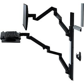 Wandarbeitsplatz Ergotron LX Pro, Tastaturablage und Monotorhalterung, bis 34″, neig-/schwenk-/drehbar, höhenverstellbar, VESA, Metall, schwarz