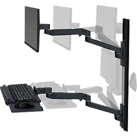 Wandarbeitsplatz Ergotron LX Pro, Tastaturablage und Monotorhalterung, bis 34″, neig-/schwenk-/drehbar, höhenverstellbar, VESA, Metall, schwarz