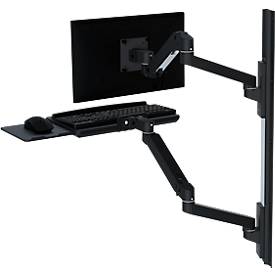 Wandarbeitsplatz Ergotron LX Pro, Tastaturablage und Monotorhalterung, bis 34″, neig-/schwenk-/drehbar, höhenverstellbar, VESA, Metall, schwarz