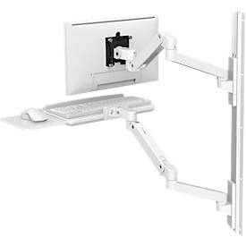 Wandarbeitsplatz Ergotron LX Pro, Tastaturablage und Monotorhalterung, bis 34″, neig-/schwenk-/drehbar, höhenverstellbar, VESA, Metall, weiß