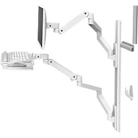 Wandarbeitsplatz Ergotron LX Pro, Tastaturablage und Monotorhalterung, bis 34″, neig-/schwenk-/drehbar, höhenverstellbar, VESA, Metall, weiß