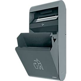 Wandascher-Abfall-Kombination, aus verzinktem Stahl, L 300 x B 140 x H 670 m, anthrazit