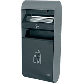 Wandascher-Abfall-Kombination, aus verzinktem Stahl, L 300 x B 140 x H 670 mm