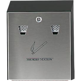 Wandascher Rubbermaid® Smokers Station®, für den Außenbereich, Volumen 3,1 l, abschließbar, B 254 x T 76 x H 317 mm, Stahl feuerverzinkt, silber