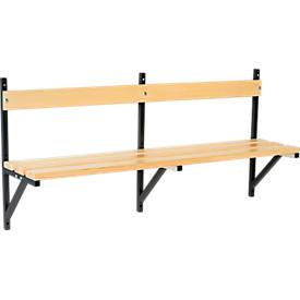 Wandbank, Holz, L 2000 mm, anthrazit (RAL 7016)