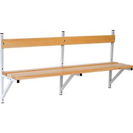 Wandbank, Holz, L 2000 mm, lichtgrau (RAL 7035)