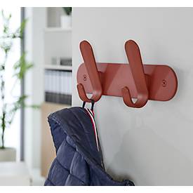 Wandgarderobe Functionals KROK HJH 30 Maroon Red, 4 Haken, bis 10 kg, B 300 mm, Stahl und Kunststoff, rot