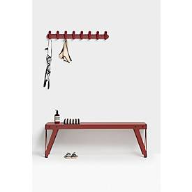 Wandgarderobe Functionals KROK HJH 90 Maroon Red, 16 Haken, bis 10 kg, B 900 mm, Stahl und Kunststoff, rot