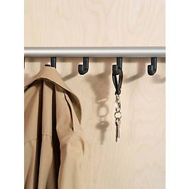 Wandgarderobe Functionals TERTIO, 10 Haken, bis 10 kg, B 1000 mm, Aluminium und Kunststoff, silber-dunkelgrau
