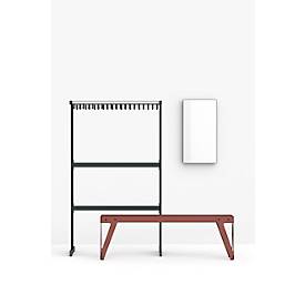 Wandgarderobe Functionals TERTIO DV2, freistehend, 38 Haken, B 1000 mm, Aluminium/Stahl/Kunststoff, silber-dunkelgrau