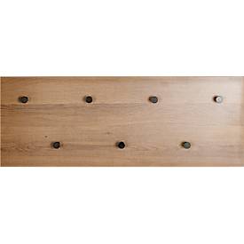 Wandgarderobe HAKU, Hoch- und Querformat, 7 Haken mit jeweils 3 kg Tragkraft, B 800 x T 50 x H 300 mm, Holz/Metall, dunkles Eiche-Dekor/schwarz