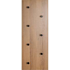 Wandgarderobe HAKU, Hoch- und Querformat, 7 Haken mit jeweils 3 kg Tragkraft, B 800 x T 50 x H 300 mm, Holz/Metall, dunkles Eiche-Dekor/schwarz
