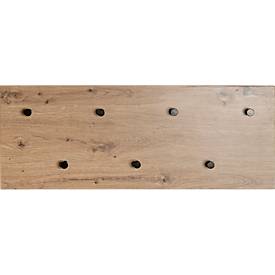 Wandgarderobe HAKU, Hoch- und Querformat, 7 Haken mit jeweils 3 kg Tragkraft, B 800 x T 50 x H 300 mm, Holz/Metall, helles Eiche-Dekor/schwarz