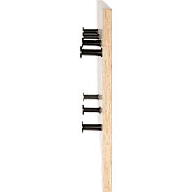 Wandgarderobe HAKU, Hoch- und Querformat, 7 Haken mit jeweils 3 kg Tragkraft, B 800 x T 50 x H 300 mm, Holz/Metall, helles Eiche-Dekor/schwarz