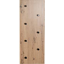 Wandgarderobe HAKU, Hoch- und Querformat, 7 Haken mit jeweils 3 kg Tragkraft, B 800 x T 50 x H 300 mm, Holz/Metall, helles Eiche-Dekor/schwarz