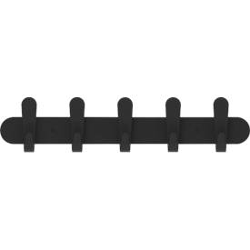 Wandkapstok Functionals KROK HJH 60 Raven Zwart, 10 haken, tot 10 kg, B 600 mm, staal en kunststof, zwart