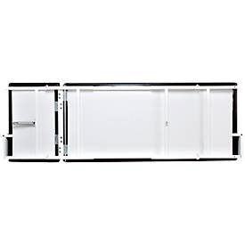 Wandklapp-Ruheraumliege, 2000 x 700 x 500 mm, Vierkant-Stahlgestell weiß, Kunstlederbezug schwarz