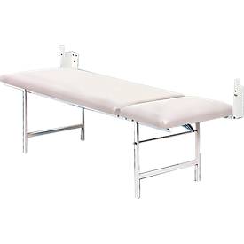 Wandklapp-Ruheraumliege, Rahmenkonstruktion aus Stahlrohr-Vierkantprofilen, pulverbeschichtet, weiß