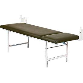 Wandklapp-Ruheraumliege, Rahmenkonstruktion aus Stahlrohr-Vierkantprofilen, pulverbeschichtet, weiß