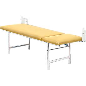 Wandklapp-Ruheraumliege, Rahmenkonstruktion aus Stahlrohr-Vierkantprofilen, pulverbeschichtet, weiß