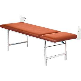 Wandklapp-Ruheraumliege, Rahmenkonstruktion aus Stahlrohr-Vierkantprofilen, pulverbeschichtet, weiß