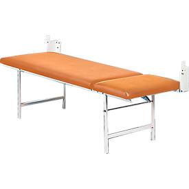 Wandklapp-Ruheraumliege, Rahmenkonstruktion aus Stahlrohr-Vierkantprofilen, pulverbeschichtet, weiß