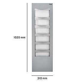 Wandprospekthalter, B 310 x T 100 x H1020 mm, für alle Formate, weißaluminium, Metall