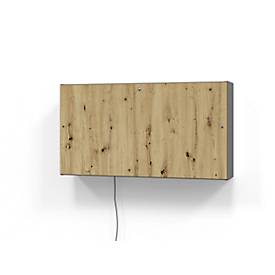 Wandschreibtisch, ideal für das Home Office, ausklappbare Tischplatte, umfangreiche Innenausstattung, B 1200 x T 260 x H 650 mm, graphit/Asteiche