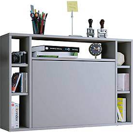 Wandschreibtisch Wandila, ideal für das Home Office, ausklappbare Tischplatte & 7 Fächer, B 900 x T 200/670 x H 600 mm, 