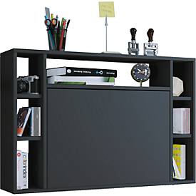 Wandschreibtisch Wandila, ideal für das Home Office, ausklappbare Tischplatte & 7 Fächer, B 900 x T 200/670 x H 600 mm, 