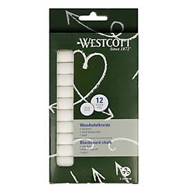 Wandtafelkreide Westcott, weiß, staubarm, leicht abwaschbar, 12 x 84 mm, 12 Stück