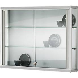 Wandvitrine, einhängend, 2 verstellbare Glasböden, abschließbare Schiebetüren, ESG-Sicherheitsglas, B 1000 x T 200 x H 8