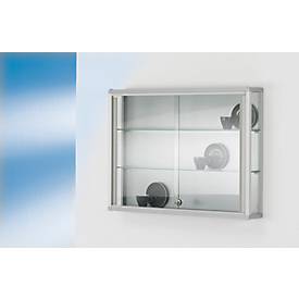 Wandvitrine, einhängend, 2 verstellbare Glasböden, abschließbare Schiebetüren, ESG-Sicherheitsglas, B 800 x T 120 x H 59