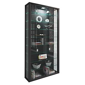 Wandvitrine Vitrosa Maxi, mit LED-Beleuchtung, 8 Einlegeböden, 2 Flügeltüren, B 590 x T 180 x H 1140 mm, Glas & Holz, sc