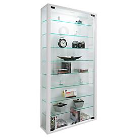 Wandvitrine Vitrosa Maxi, mit LED-Beleuchtung, 8 Einlegeböden, 2 Flügeltüren, B 590 x T 180 x H 1140 mm, Glas & Holz, we