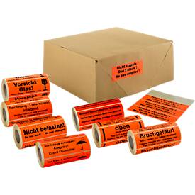 Warnetiketten, internationaler Aufdruck, Rolle 500 Etiketten