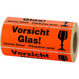 Warnetiketten, Vorsicht Glas!, 500 Stück