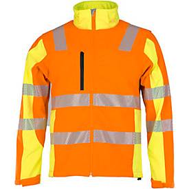 Warnschutz-Softshelljacke, EN 20471-2, gelb/orange oder orange/gelb, Reflexstreifen