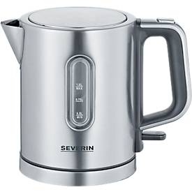 Wasserkocher Severin WK 3415, Volumen 1 l, Leistung 2400 W, beidseitige Wasserstandsanzeige, Dampfstopp-Automatik, Edelstahl gebürstet