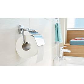 WC-Papierrollenhalter tesa Smooz, Befestigung ohne Bohren, ablösbar, mit Deckel
