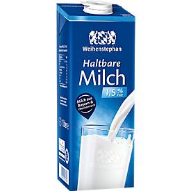 Weihenstephan H-Milch, Fettgehalt 1,5 %, homogenisiert, ultrahocherhitzt, 12 x 1 l