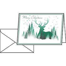 Weihnachts-Karten Christmas Forest, Format A6, bedruckbarer Glanzkarton, 25 Stück + weiße Umschläge