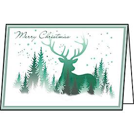 Weihnachts-Karten Christmas Forest, Format A6, bedruckbarer Glanzkarton, 25 Stück + weiße Umschläge