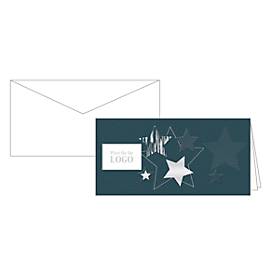 Weihnachtskarten Korsch Logo, 210 x 105 mm, Fensterstanzung, Einlagen & Umschläge, d.grau, 10 Stück