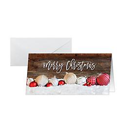 Weihnachtsmotiv-Karte "Red and white Christmas with dark wood", DIN lang (2/3 A4), 250g/m², 25 Stück, Weißkarton, Inkjet